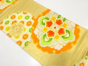 アンティーク　雪輪に華紋・花亀甲模様織り出し袋帯（材料）